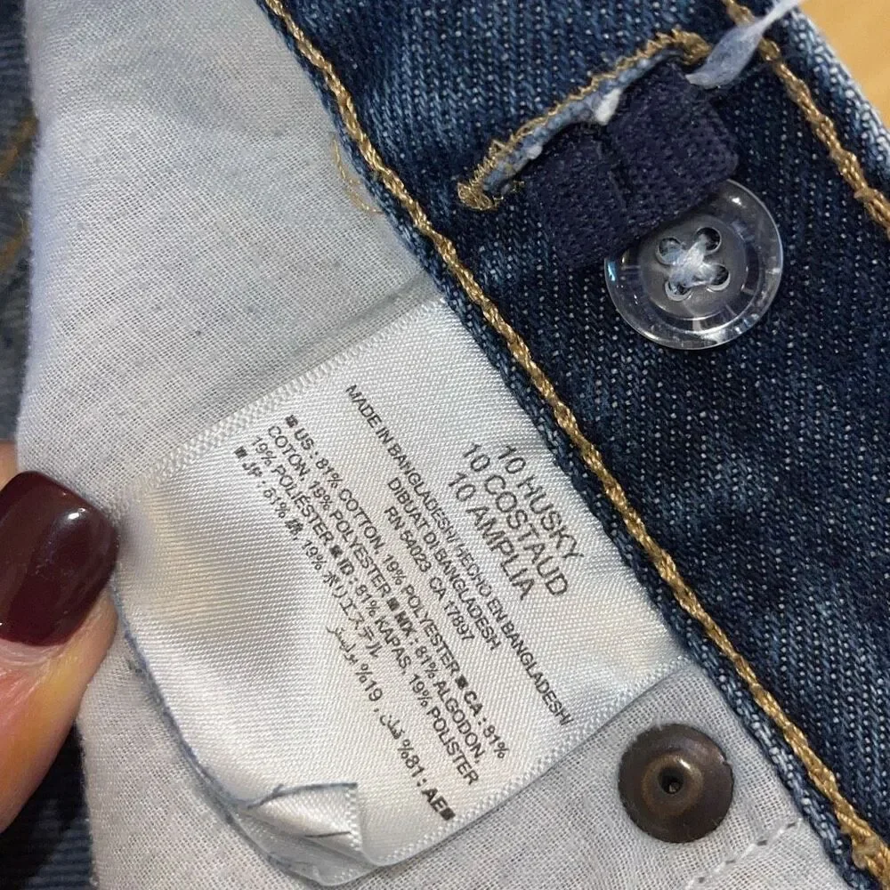 Old Navy Boys Adjustable‎ Waist Faded Loose Boot-Cut Jeans Blue Size 10 Husky